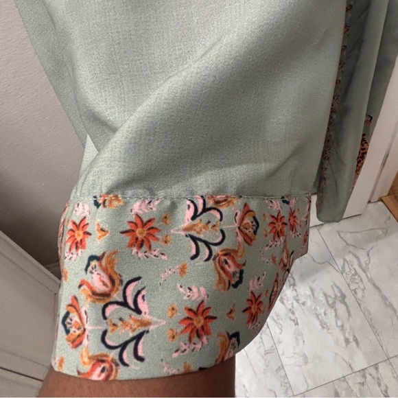 Shayla Laurel Green Satin Floral Cheetah Robe Big Cats Lounge Spa Relaxation OS - Picture 3 of 13